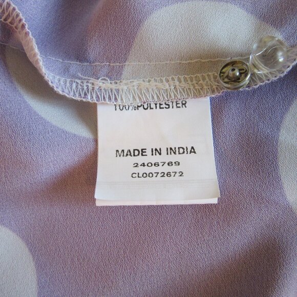 eShakti Multicolor Polka Dots Layered 1X Sleeveless Mock Collar Chiffon Dress - Picture 6 of 6